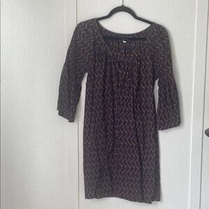 French Connection Size 6 Navy Orange Zigzag Chevron Print Mini Dress 3/4 Sleeve